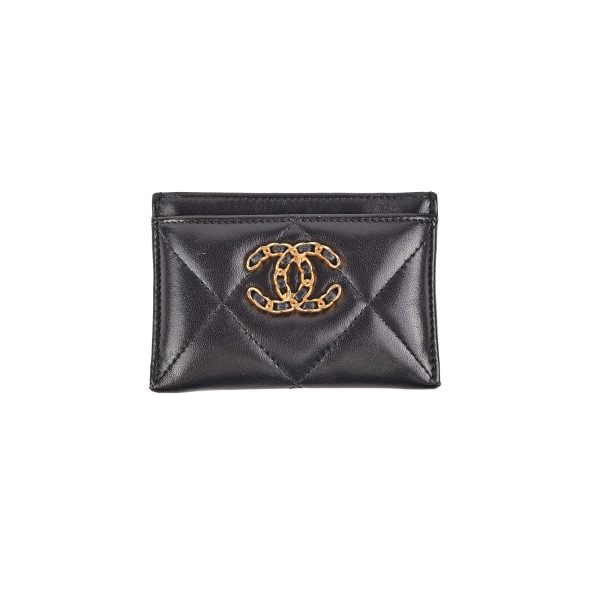 Chanel 19 Lambskin Cardholder Black Online Sale