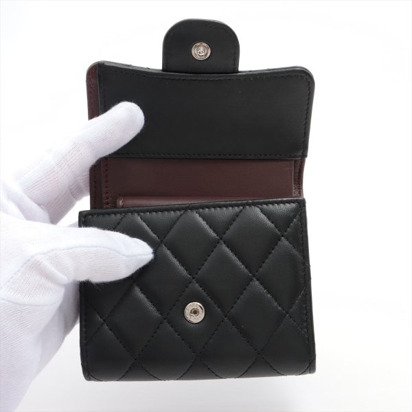 Chanel Black Lambskin Compact Wallet - Series 22 Supply