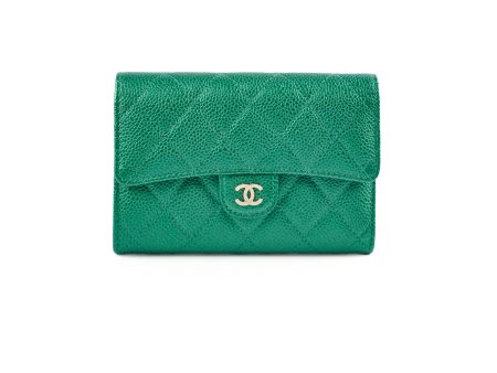 Chanel 18S Caviar Wallet Iridescent Emerald Green Supply