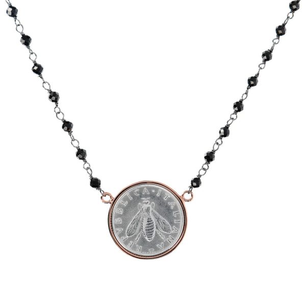 Bronzallure Black Spinel & Coin Necklace Sale