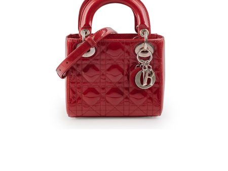 Christian Dior Mini Lady Dior Patent Red Online now