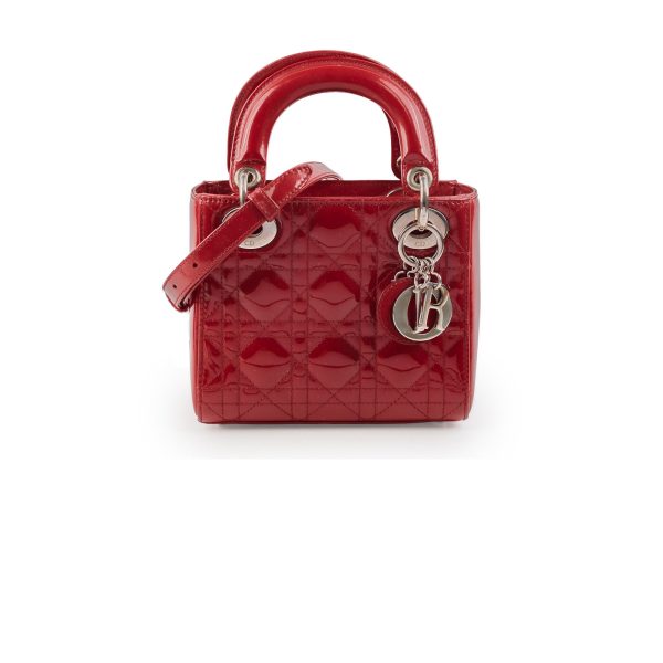 Christian Dior Mini Lady Dior Patent Red Online now