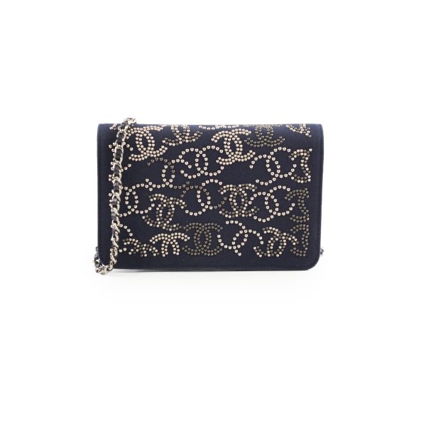 Chanel Wallet On Chain WOC Navy Canvas For Discount