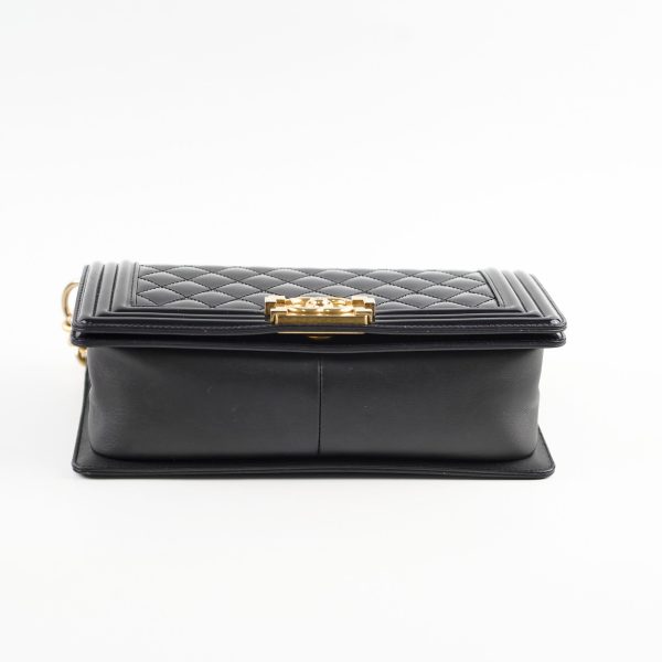 Chanel Old Medium Boy Bag Black Patent Online Hot Sale