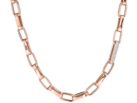 Bronzallure Thick Forzatina Chain Necklace and Pavé Detail Hot on Sale