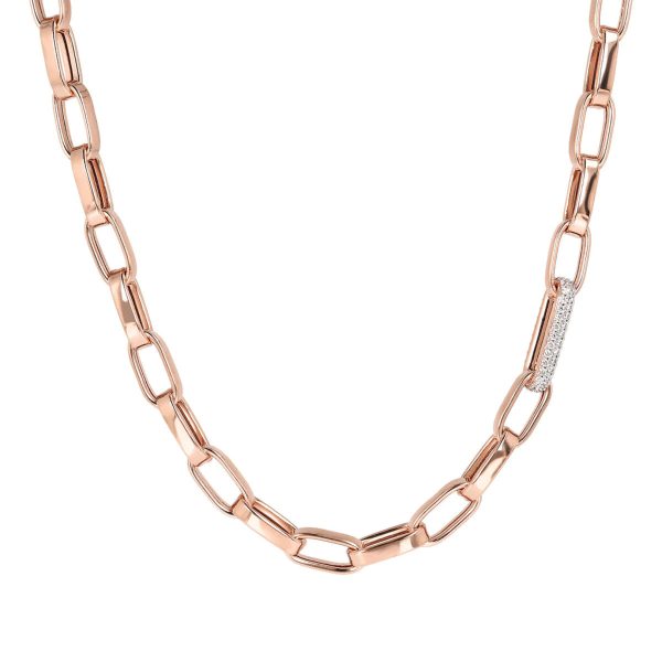 Bronzallure Thick Forzatina Chain Necklace and Pavé Detail Hot on Sale