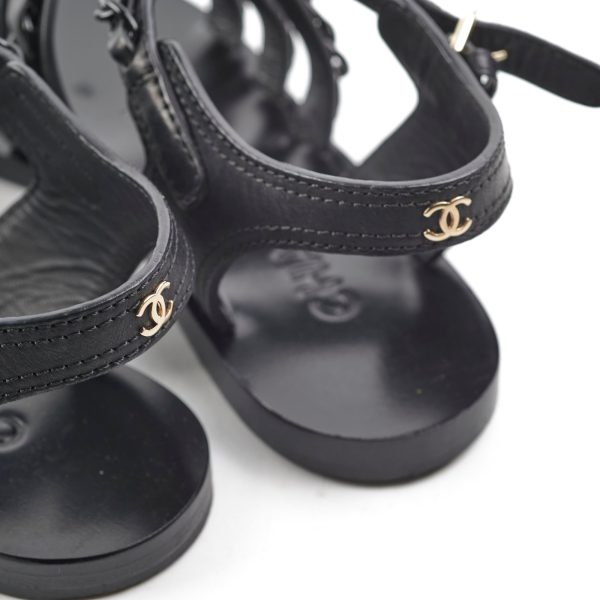 Chanel Chain Sandals Black Size 36 on Sale