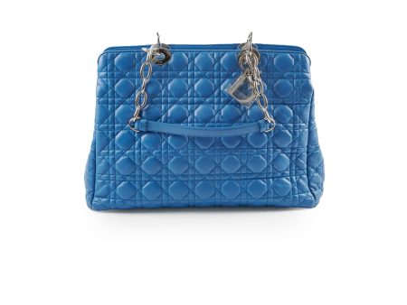 Christian Dior Cannage Leather Shopping Tote Blue Online Hot Sale