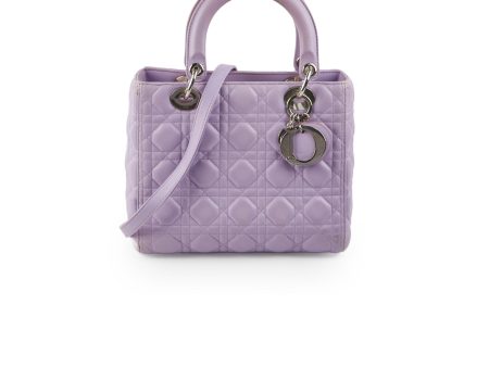 Christian Dior Medium Lady Dior Lambskin Lilac For Sale