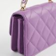 Chanel Detailed Top Handle Flap Mini Clutch with Chain Purple 32 Series For Sale