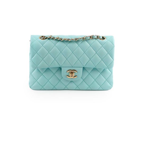 Chanel Small Classic Double Flap Bag Caviar Tiffany Blue 2019 Online Hot Sale