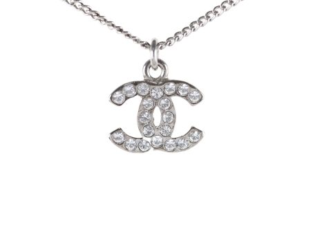 Chanel CC Logo Rhinestone Silver Necklace Costume Jewellery Cheap