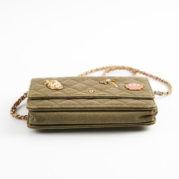 Chanel Wallet On Chain WOC Khaki Denim on Sale