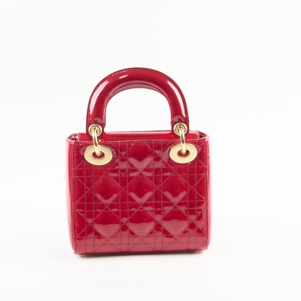 Christian Dior Mini Lady Dior Patent Red Crossbody For Cheap