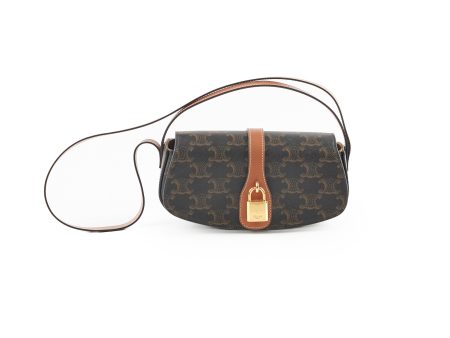 Celine Triomphe Tabou Clutch with Strap Brown Tan For Cheap