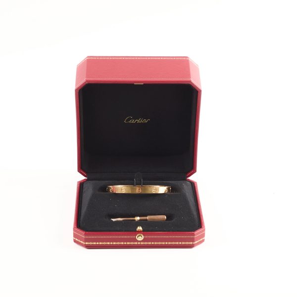 Cartier Love Bracelet Size 17 Pink Gold For Sale