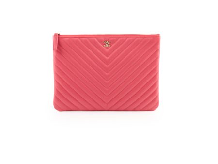 Chanel O Case Medium Chevron Pink Lambskin - Series 24 For Cheap