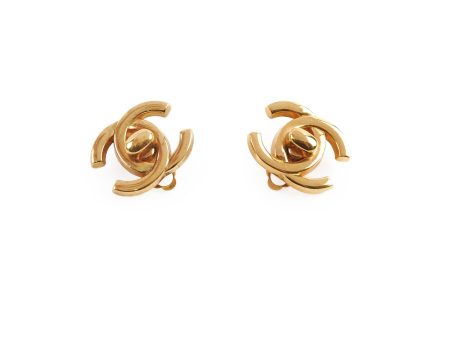 Chanel Vintage CC Turnlock Logo Clip on Earrings Hot on Sale