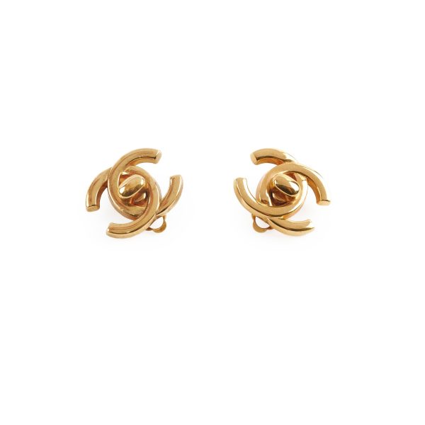 Chanel Vintage CC Turnlock Logo Clip on Earrings Hot on Sale