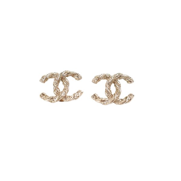 Chanel Coco Logo Bronze Rhinestone Earrings Online now