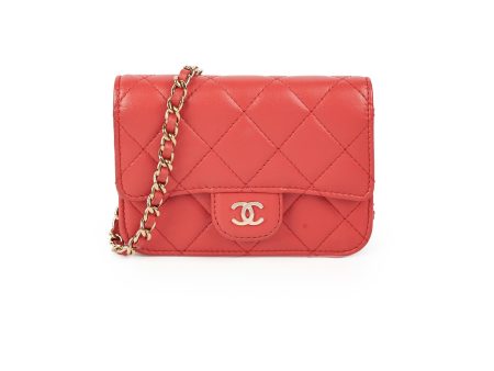 Chanel Classic Micro Clutch with Chain Red Online now