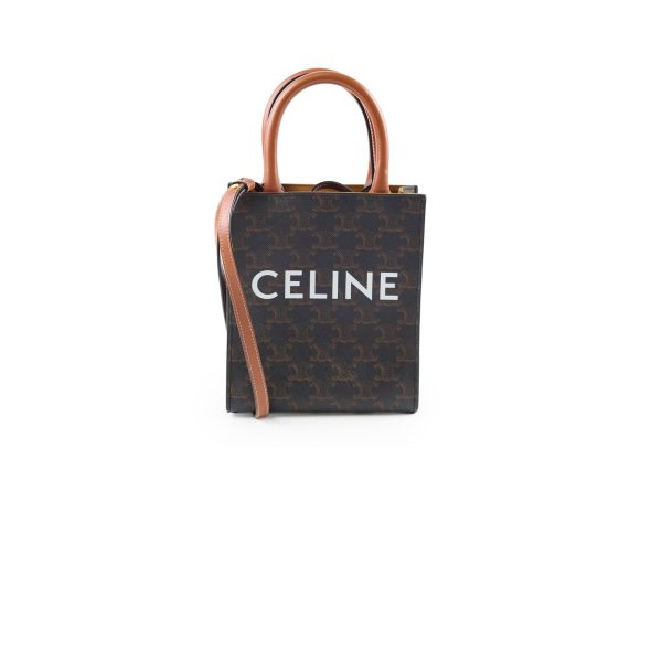 Celine Vertical Cabas Canvas Logo Mini Tote Hot on Sale