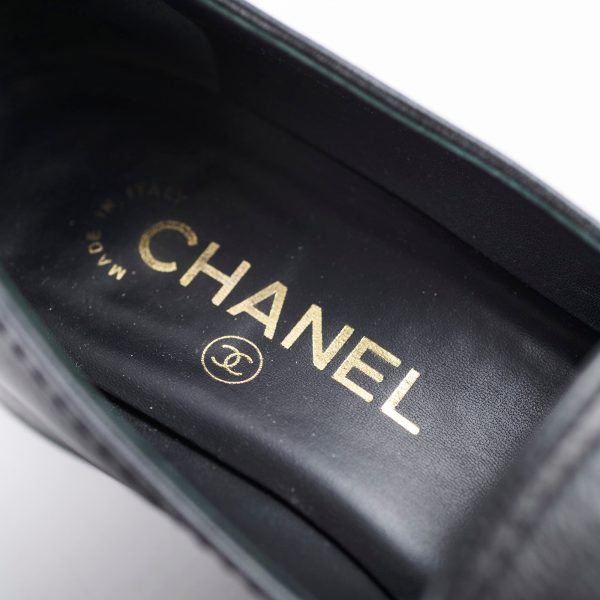 Chanel Leather Loafers Black Size 36C Cheap