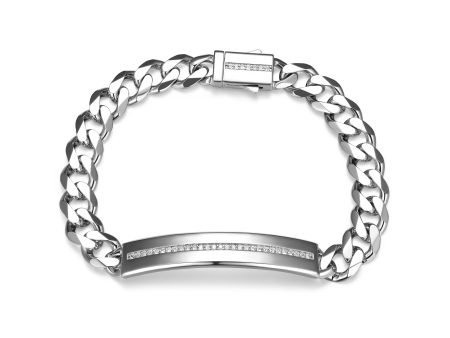 ETHOS  ID  RHOD PLTD CRTD WHITE SAPPHIRE ID (9.5X48.5) BRACELET 8.5  Online Hot Sale