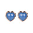 Bronzallure Heart Shaped Blue Agate Studs Online Hot Sale