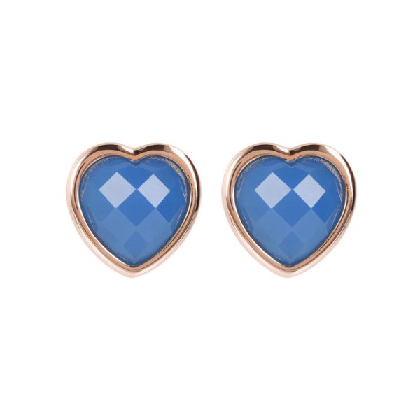 Bronzallure Heart Shaped Blue Agate Studs Online Hot Sale