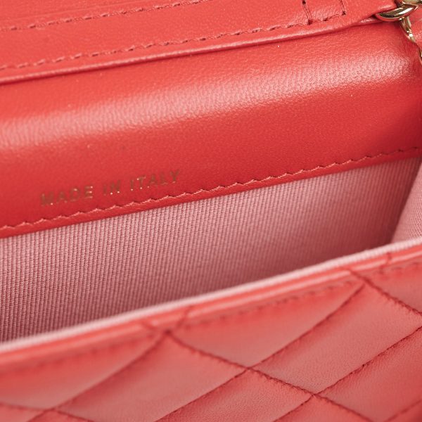 Chanel Classic Micro Clutch with Chain Red Online now