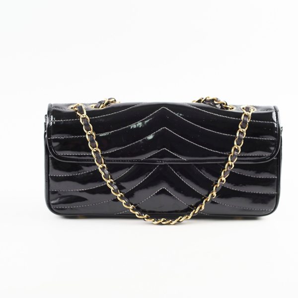 Chanel East West Black Chevron Patent Bag- Series 8 For Sale