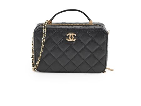 Chanel Caviar Vanity with Top Handle Microchipped Black For Discount