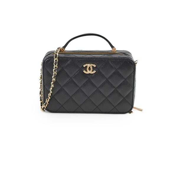 Chanel Caviar Vanity with Top Handle Microchipped Black For Discount