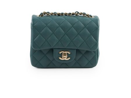 Chanel Caviar Mini Square Flap Turquoise Series 24 Sale