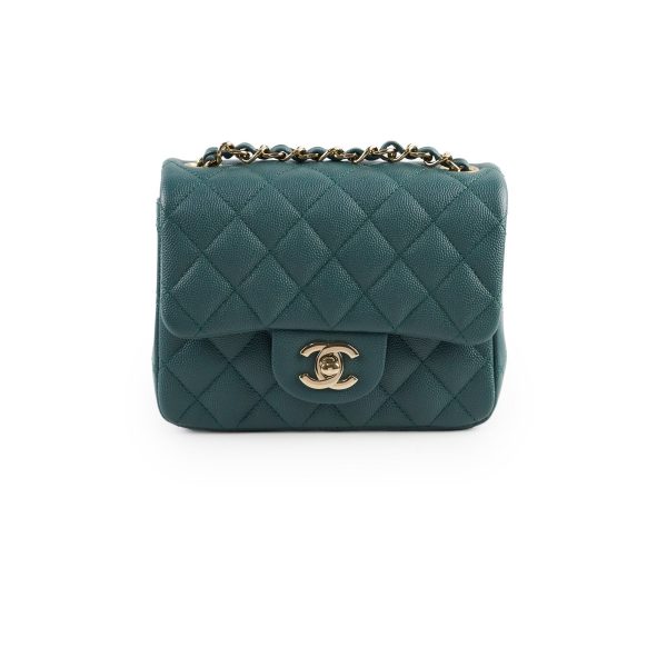 Chanel Caviar Mini Square Flap Turquoise Series 24 Sale