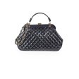 Chanel Mademoiselle Frame Patent Leather Bag Black Hot on Sale