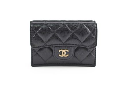 Chanel Caviar Tri-Fold Wallet Black Online now