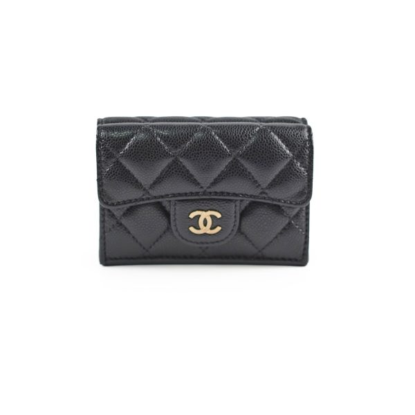 Chanel Caviar Tri-Fold Wallet Black Online now