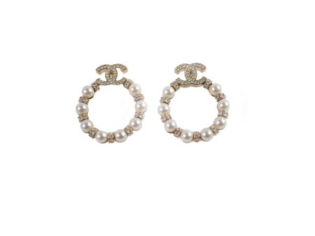 Chanel CC Logo Pearl Wreath Earrings on Sale