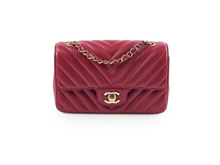 Chanel Mini Rectangular Dark Pink Chevron Lambskin Supply