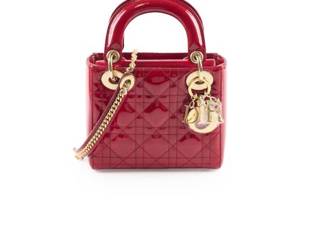 Christian Dior Mini Lady Dior Patent Red Crossbody For Cheap