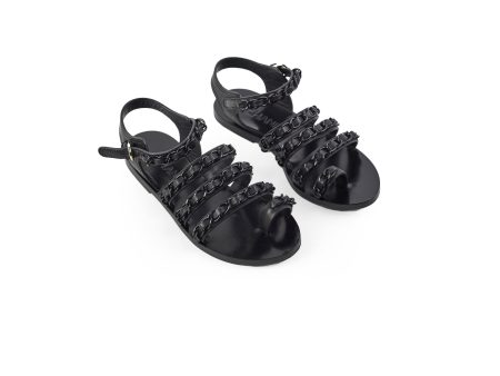 Chanel Chain Sandals Black Size 36 on Sale