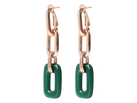 Bronzallure Green Agate Dangle Earrings Online now