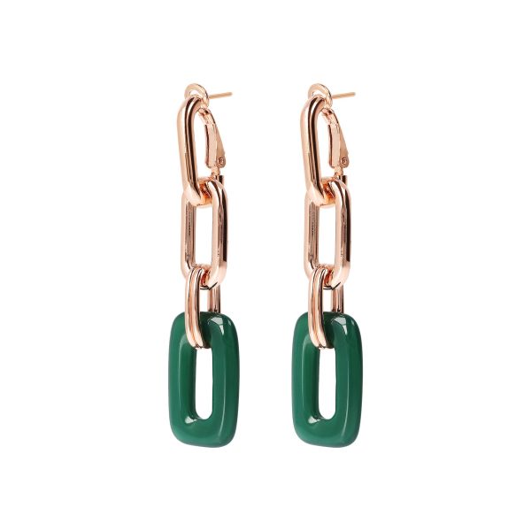 Bronzallure Green Agate Dangle Earrings Online now