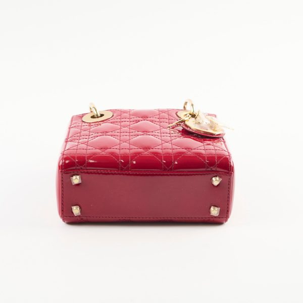 Christian Dior Mini Lady Dior Patent Red Crossbody For Cheap