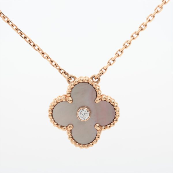 Van Cleef & Arpels Vintage Alhambra 2014 Limited Edition Holiday Grey Mother Of Pearl Diamond Necklace Supply