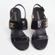 Chanel Patent Quilted Turnlock Sandals Black Gold Size 40.5C Cheap