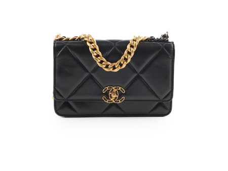 Chanel 19 Wallet On Chain WOC Lambskin Black For Discount