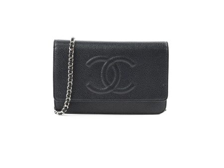 Chanel CC Logo Wallet on Chain WOC Black on Sale